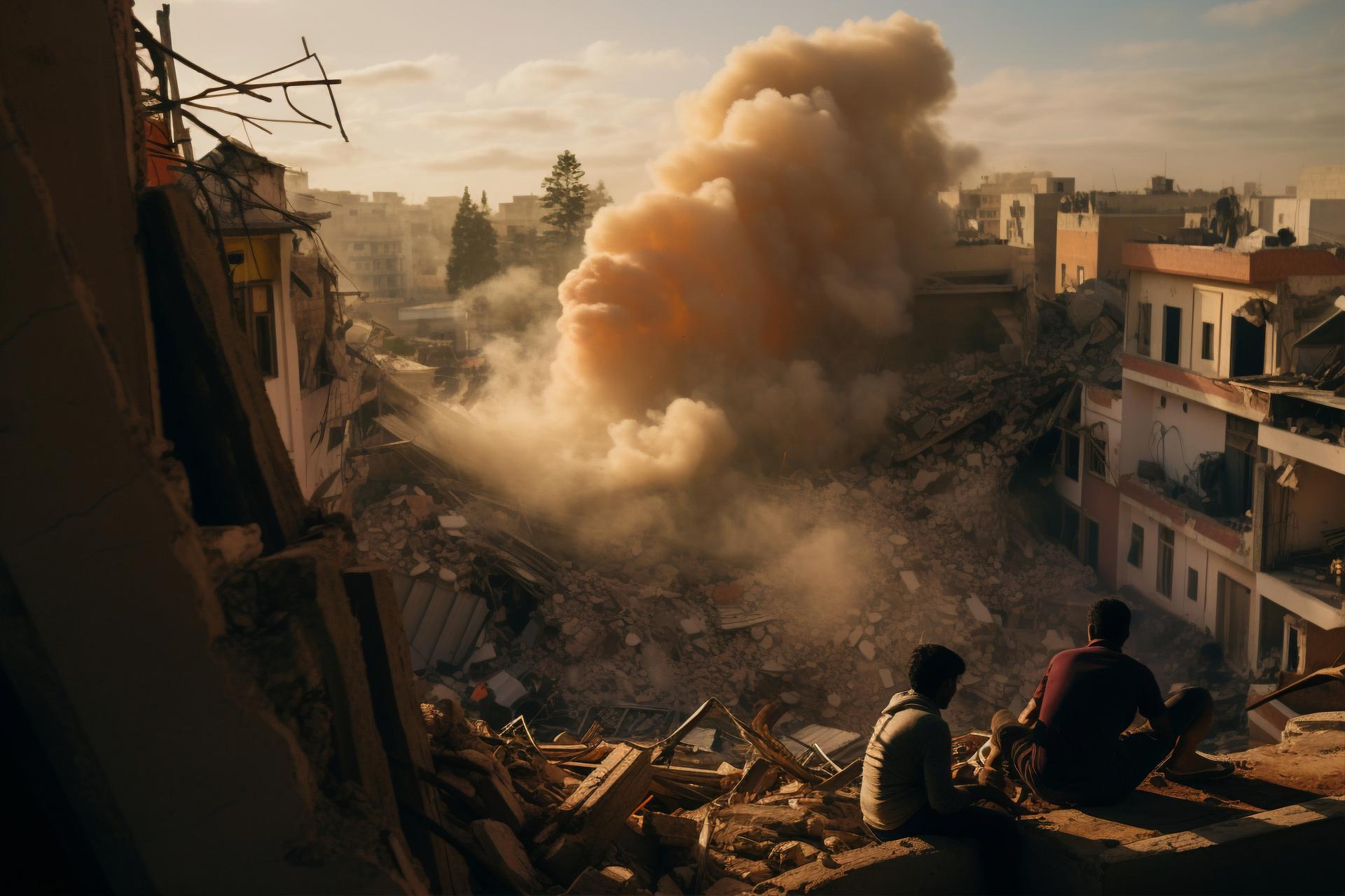 Big Dust Cloud Marrakesh City After Earthquake